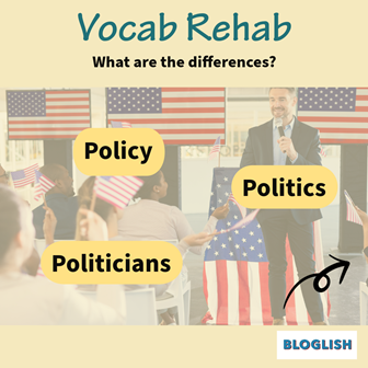 English Vocabulary: Policy, politics, politician